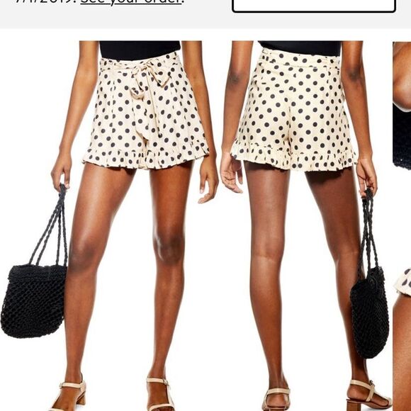 Topshop Polka dot frill hem shorts - Picture 3 of 3